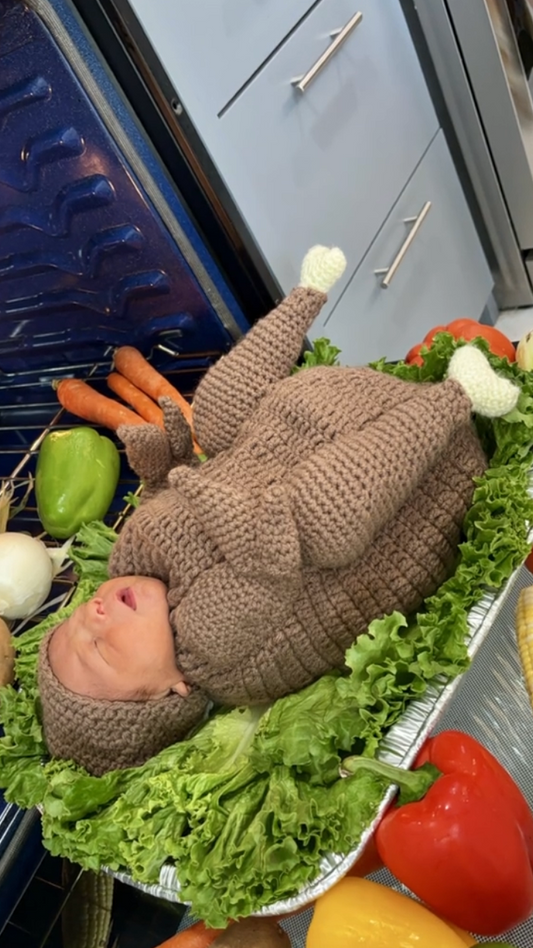 Baby turkey costume and hat