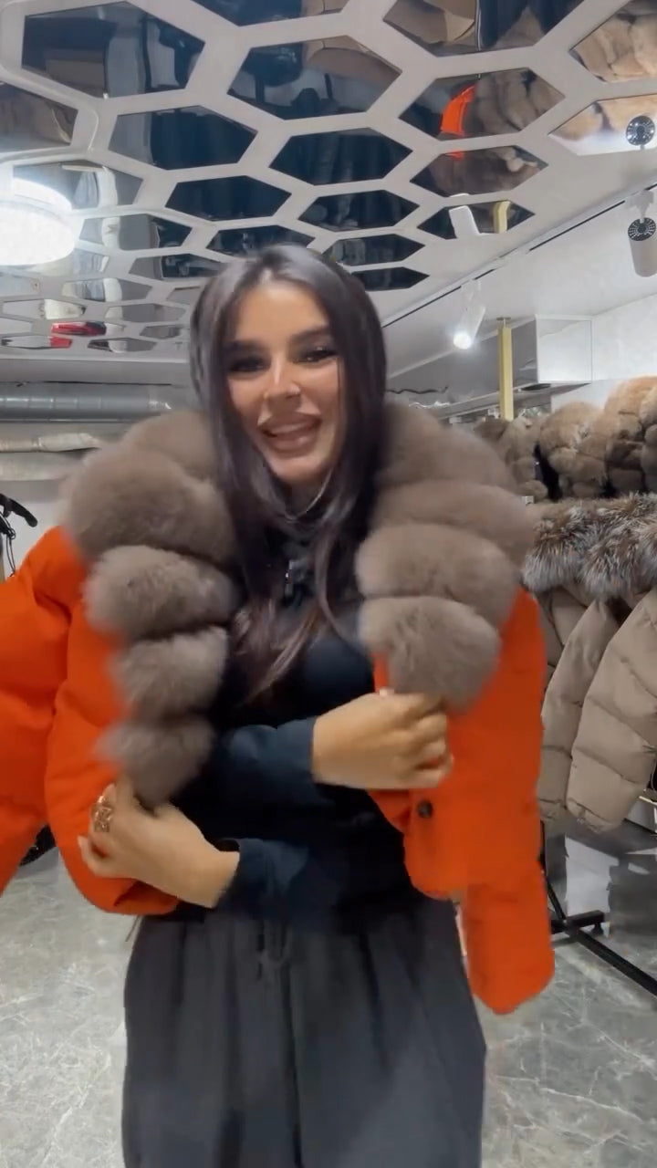 Fur collar down jacket