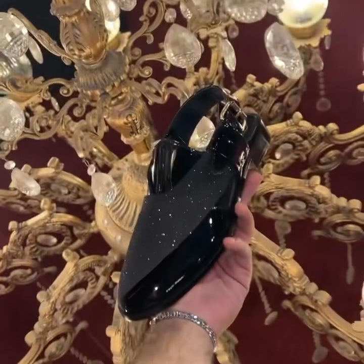 Galaxy shiny leather sandals