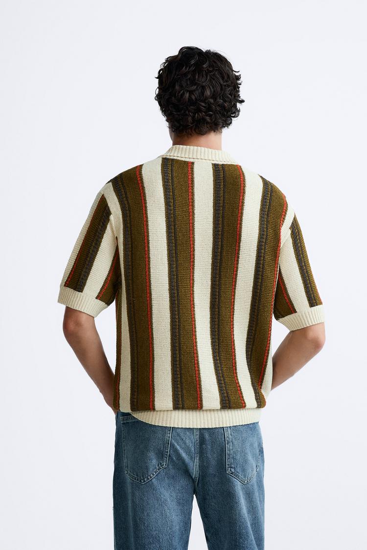 STRIPED KNIT POLO SHIRT