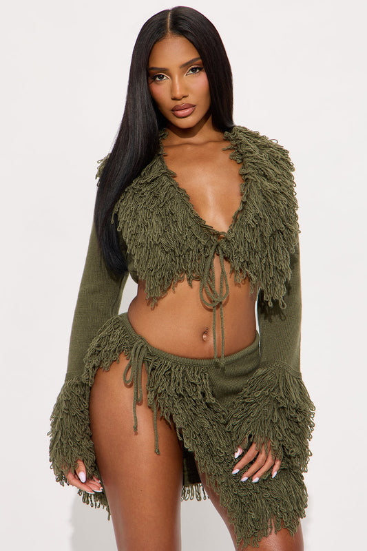 Fringe Sweater Skirt Set
