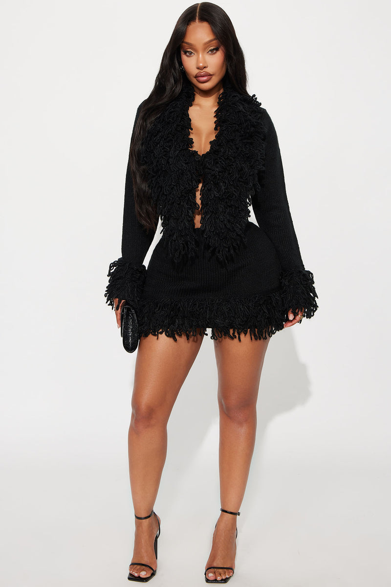 Fringe Sweater Skirt Set