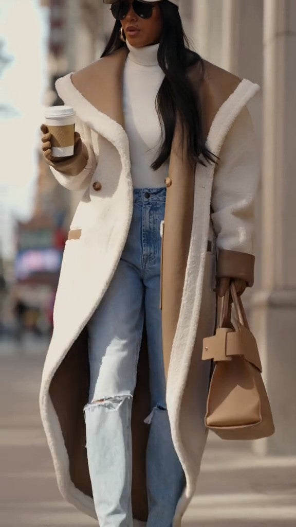 Leather Shearling Wrap Coat