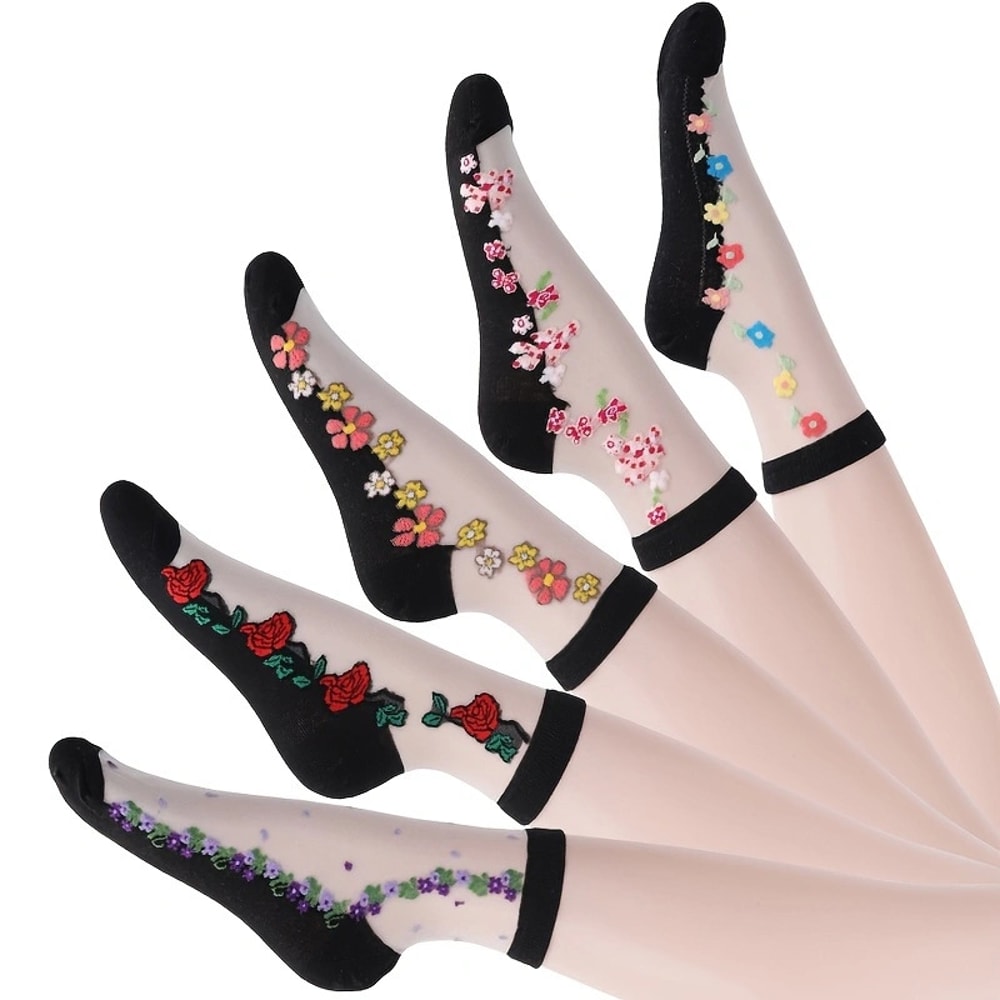 Vibrant Floral Patterned Glass Socks