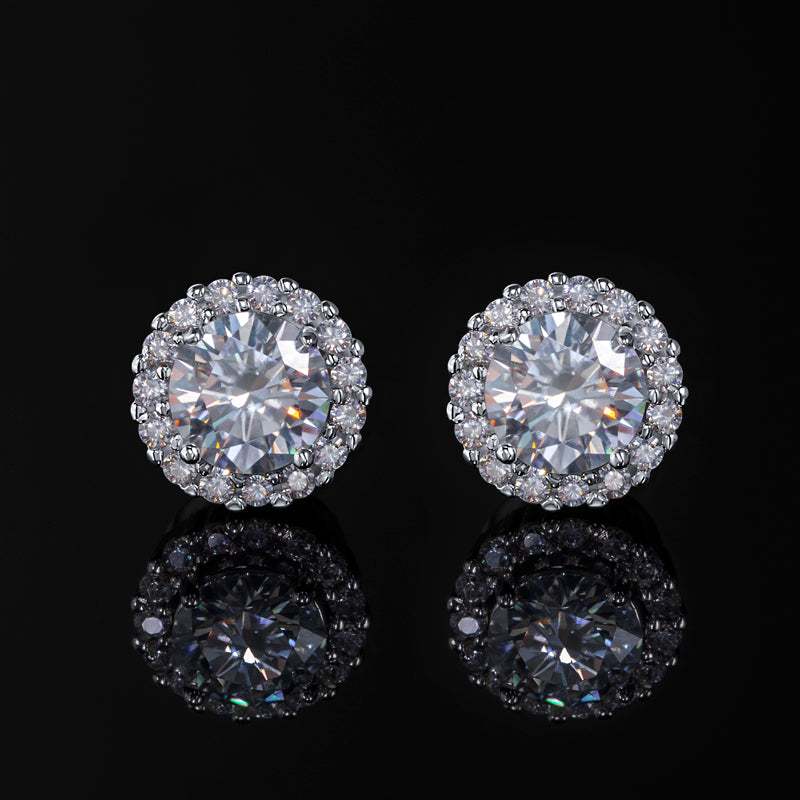 Moissanite Round Cut Magnetic Non-Piercing Stud Earrings