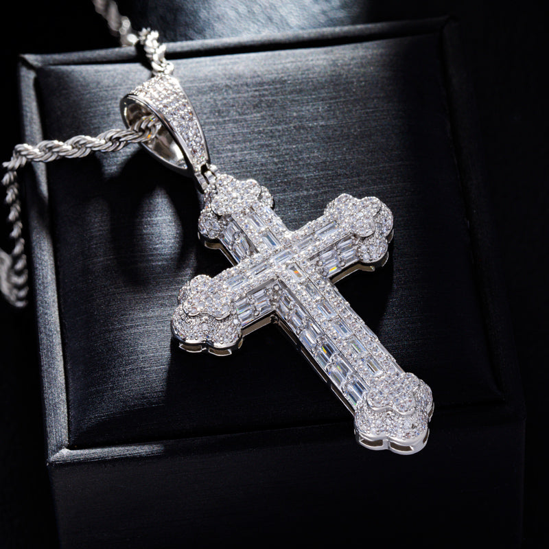 Micro Pave Baguette Cross Pendant