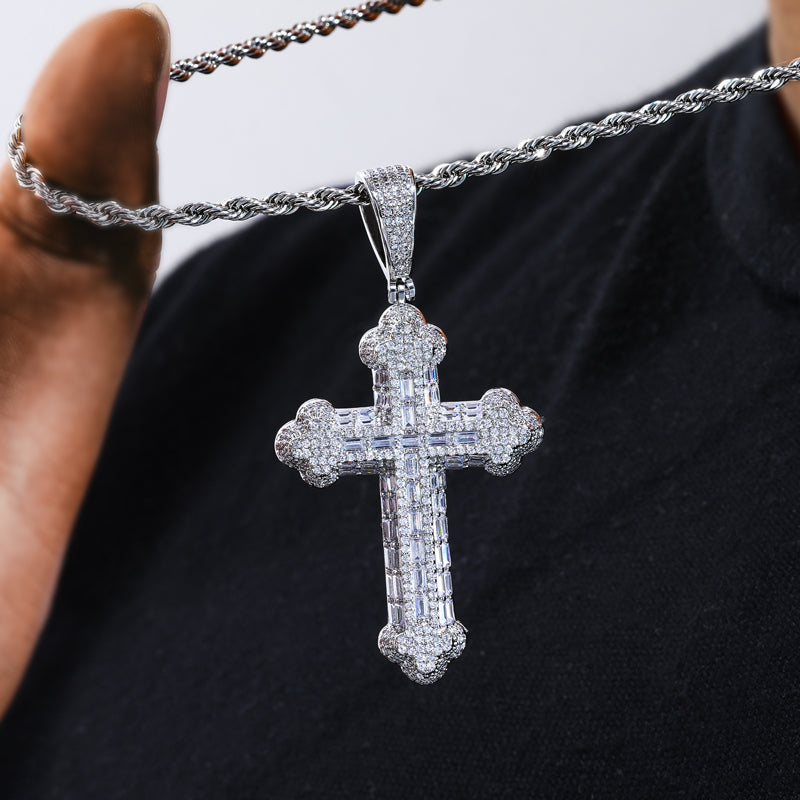 Micro Pave Baguette Cross Pendant