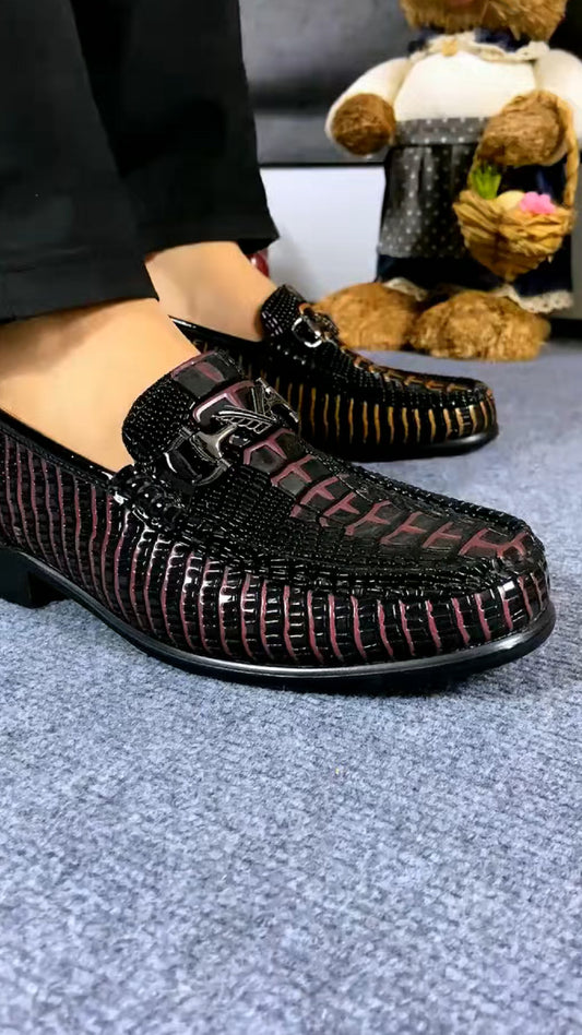 Men's Leather Crocodile Pattern Loafers
