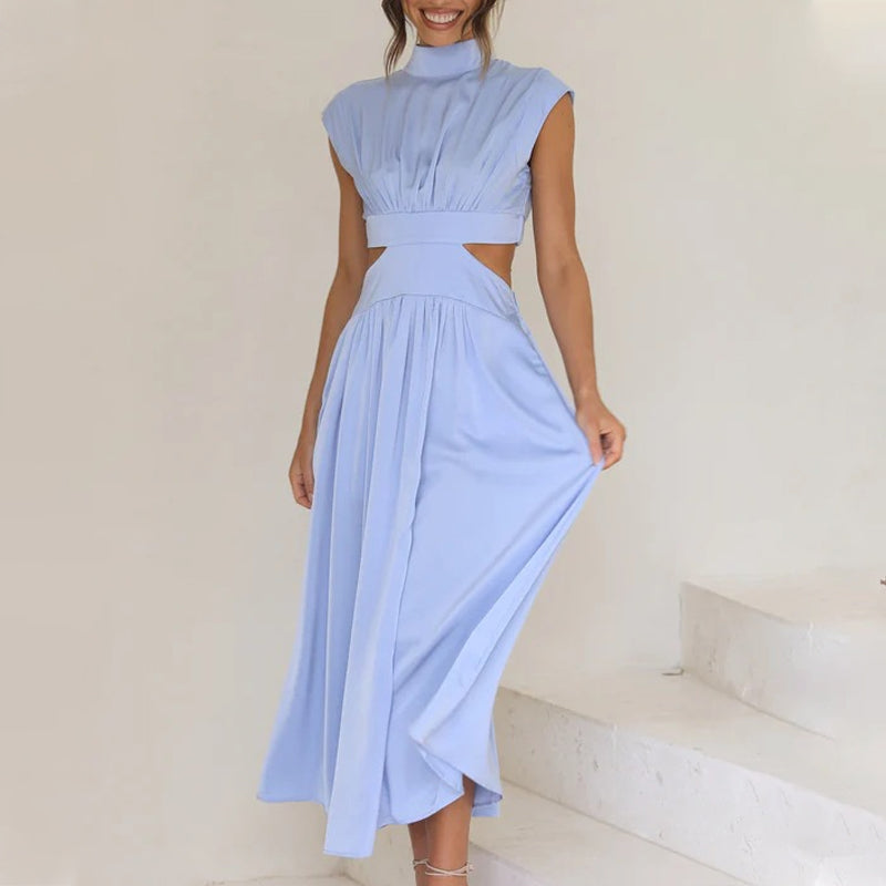 Mock Neck Cutout Midi Dress