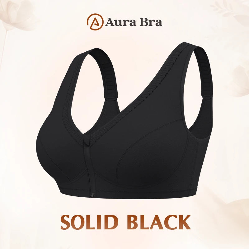 Pure Cotton Anti Sagging Comfy Front Zipper Bra