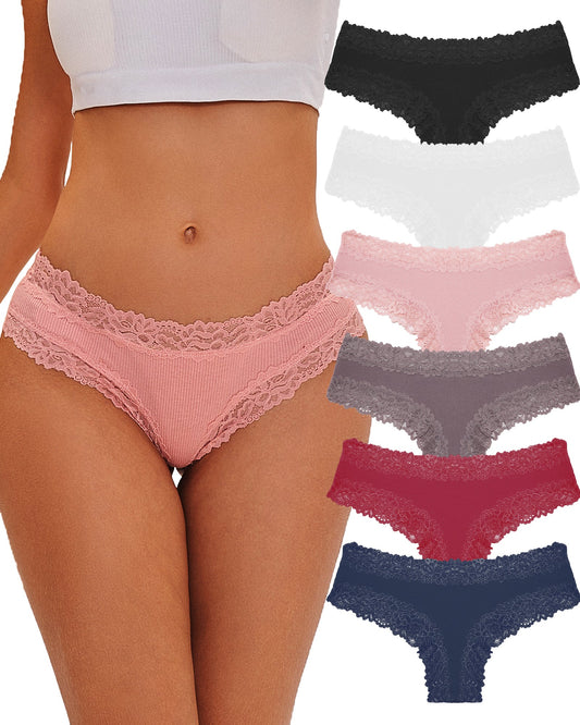 6pcs Cotton Underwear Lace