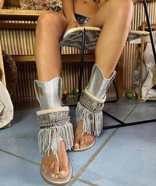 Silver Tassel Flip-flops