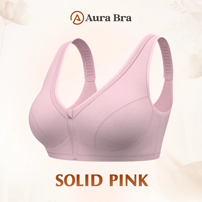 Pure Cotton Anti Sagging Comfy Front Zipper Bra