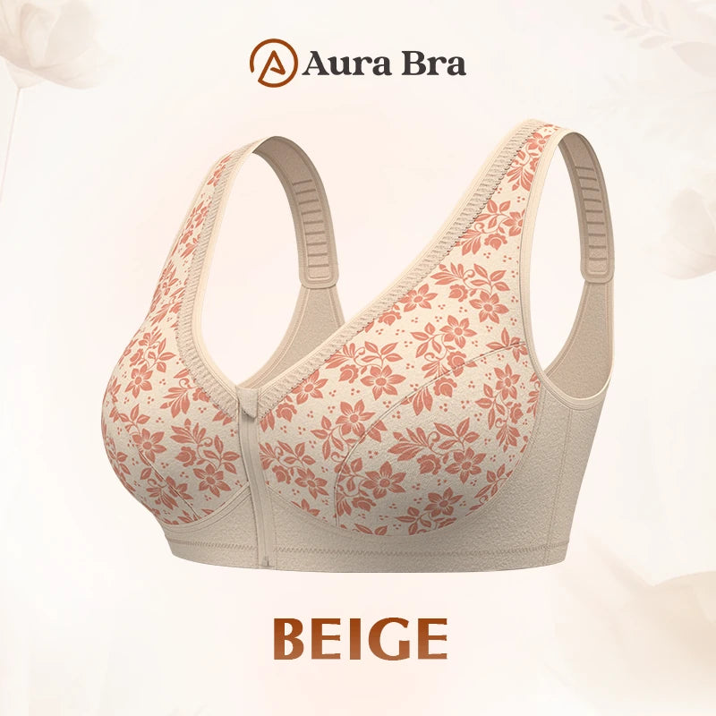 Pure Cotton Anti Sagging Comfy Front Zipper Bra