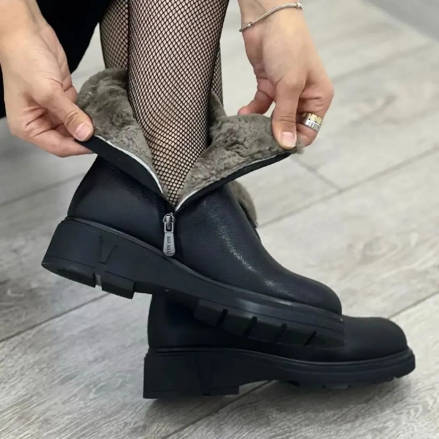 Suede leather ankle boots