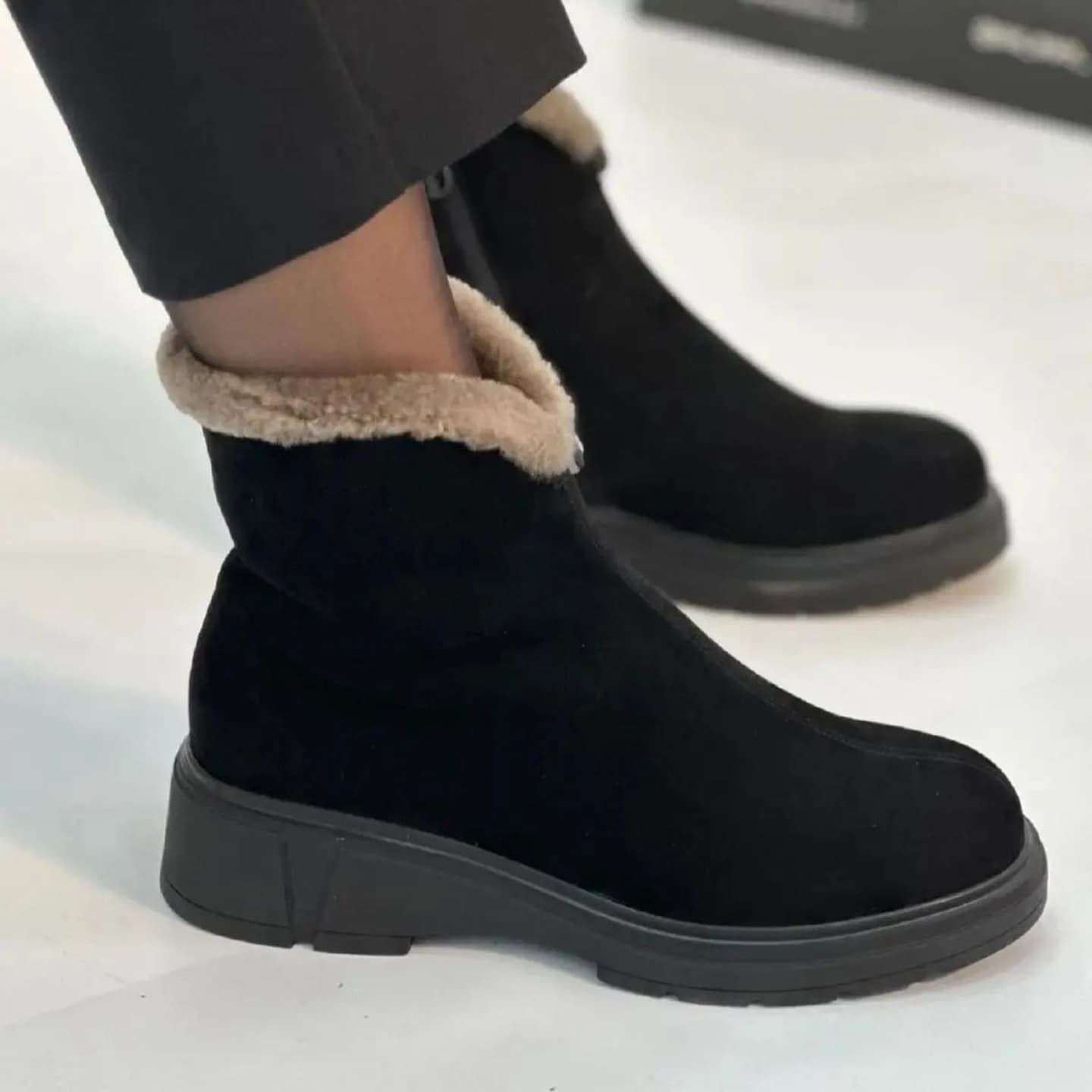 Suede leather ankle boots