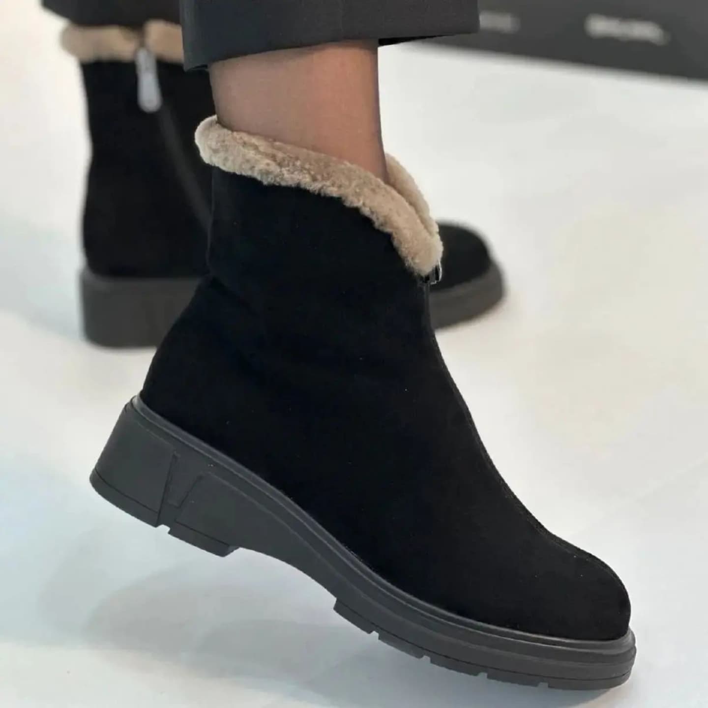 Suede leather ankle boots