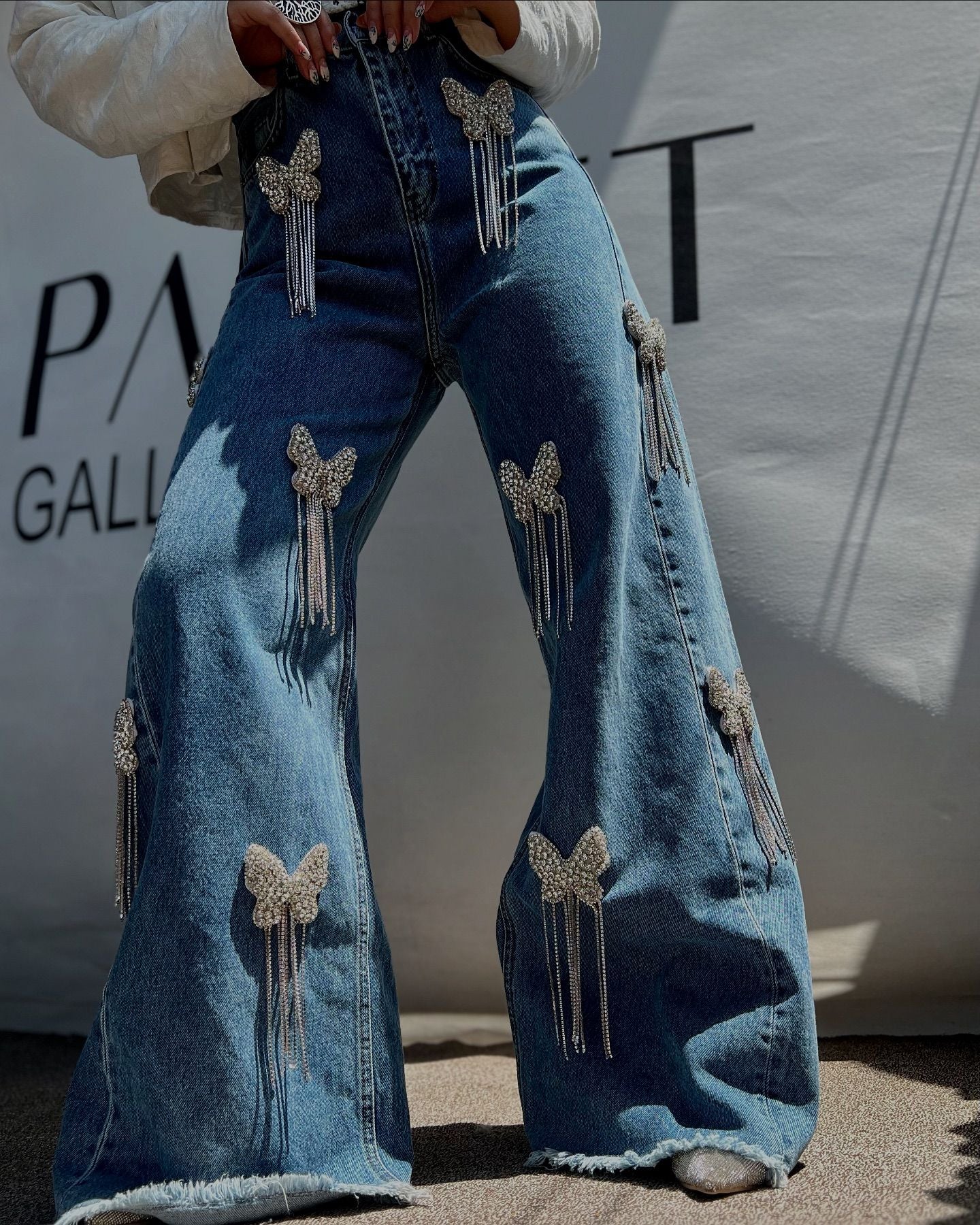 Diamond Butterfly Tassel Jeans