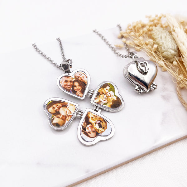 Locket with 4 Hearts Clover Design