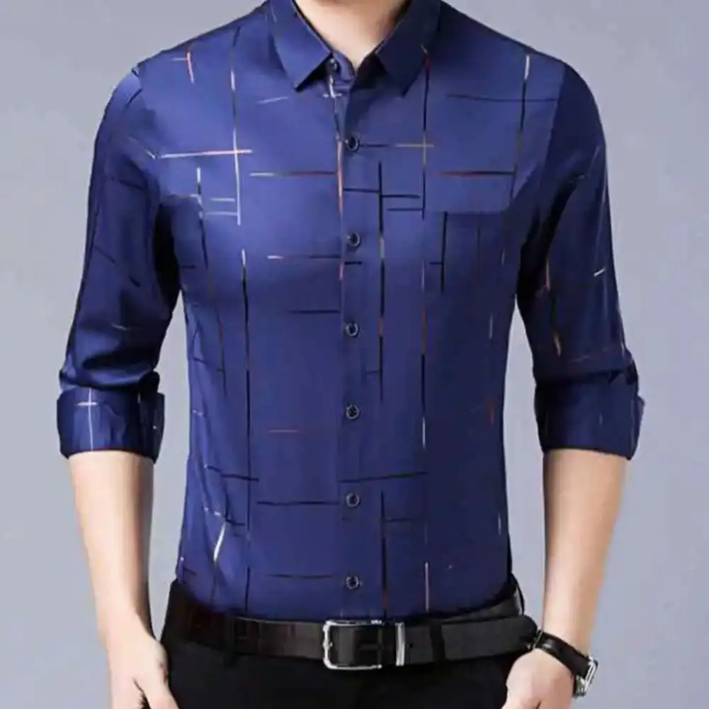 Long-sleeved luxury silk casual plaid shirts