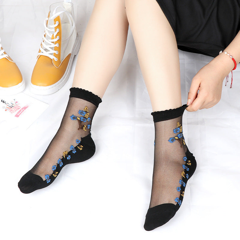Vibrant Floral Patterned Glass Socks