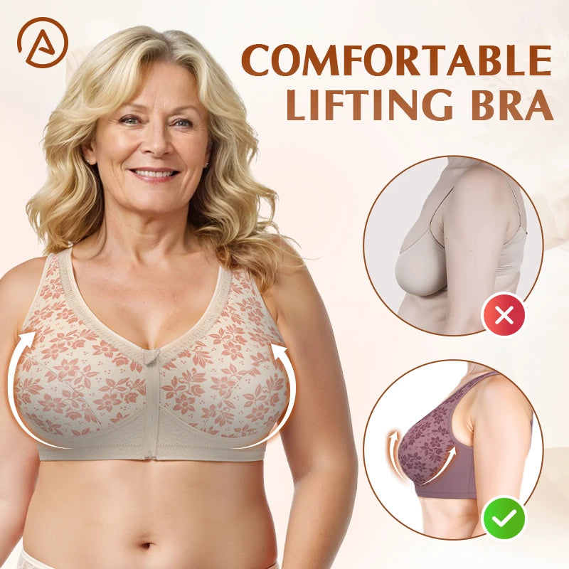 Pure Cotton Anti Sagging Comfy Front Zipper Bra