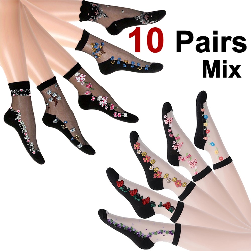Vibrant Floral Patterned Glass Socks