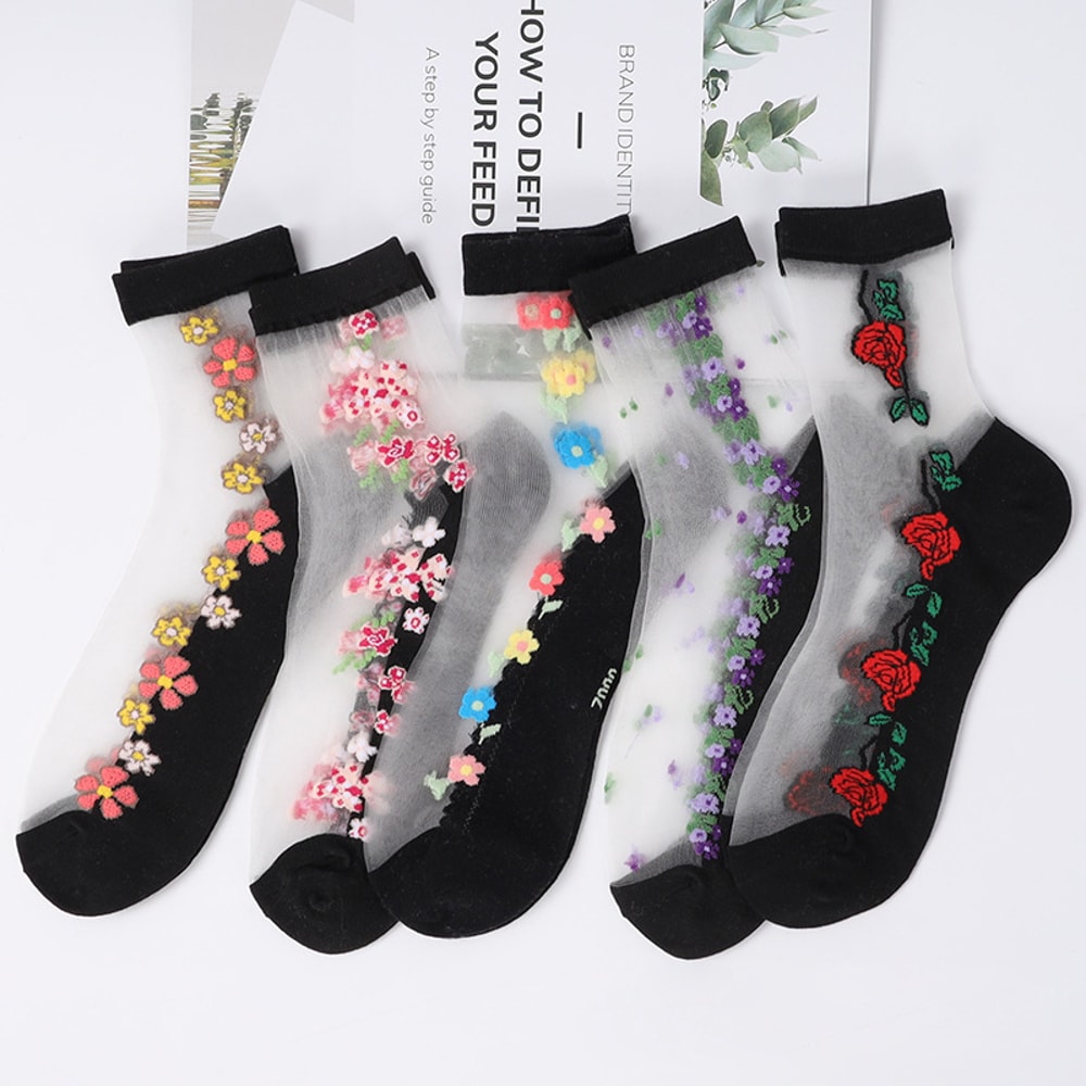 Vibrant Floral Patterned Glass Socks
