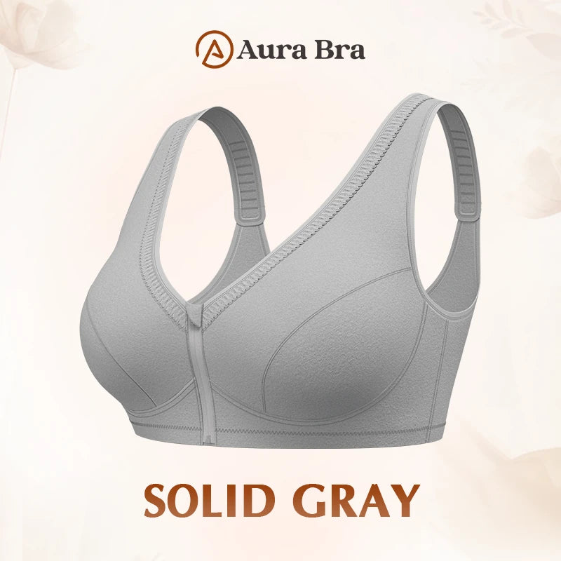 Pure Cotton Anti Sagging Comfy Front Zipper Bra
