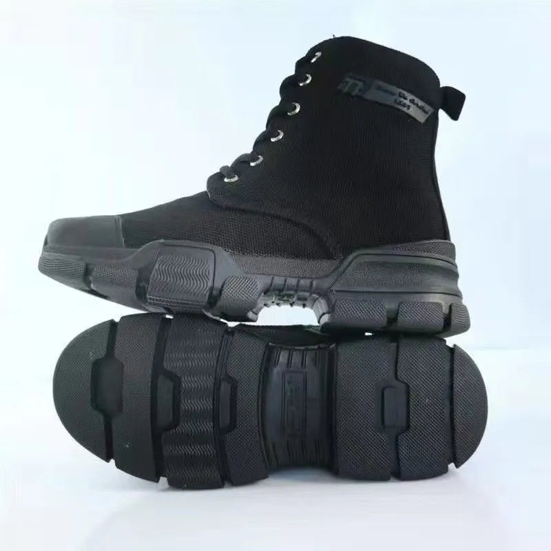 High-top Labor Protection Tooling Canvas Martin Boots Thick Bottom Waterproof