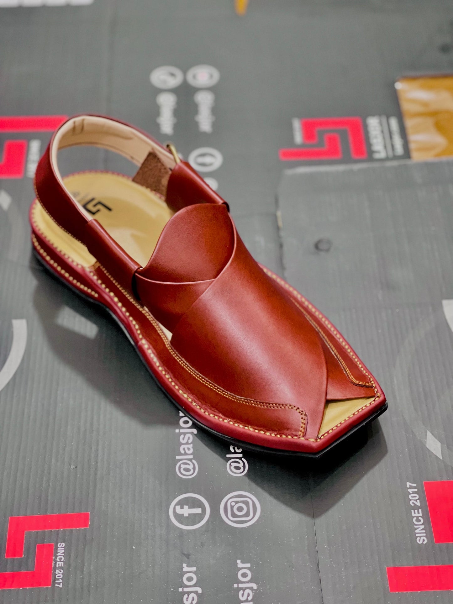 Double Sole Burgundy Handmade Chappal