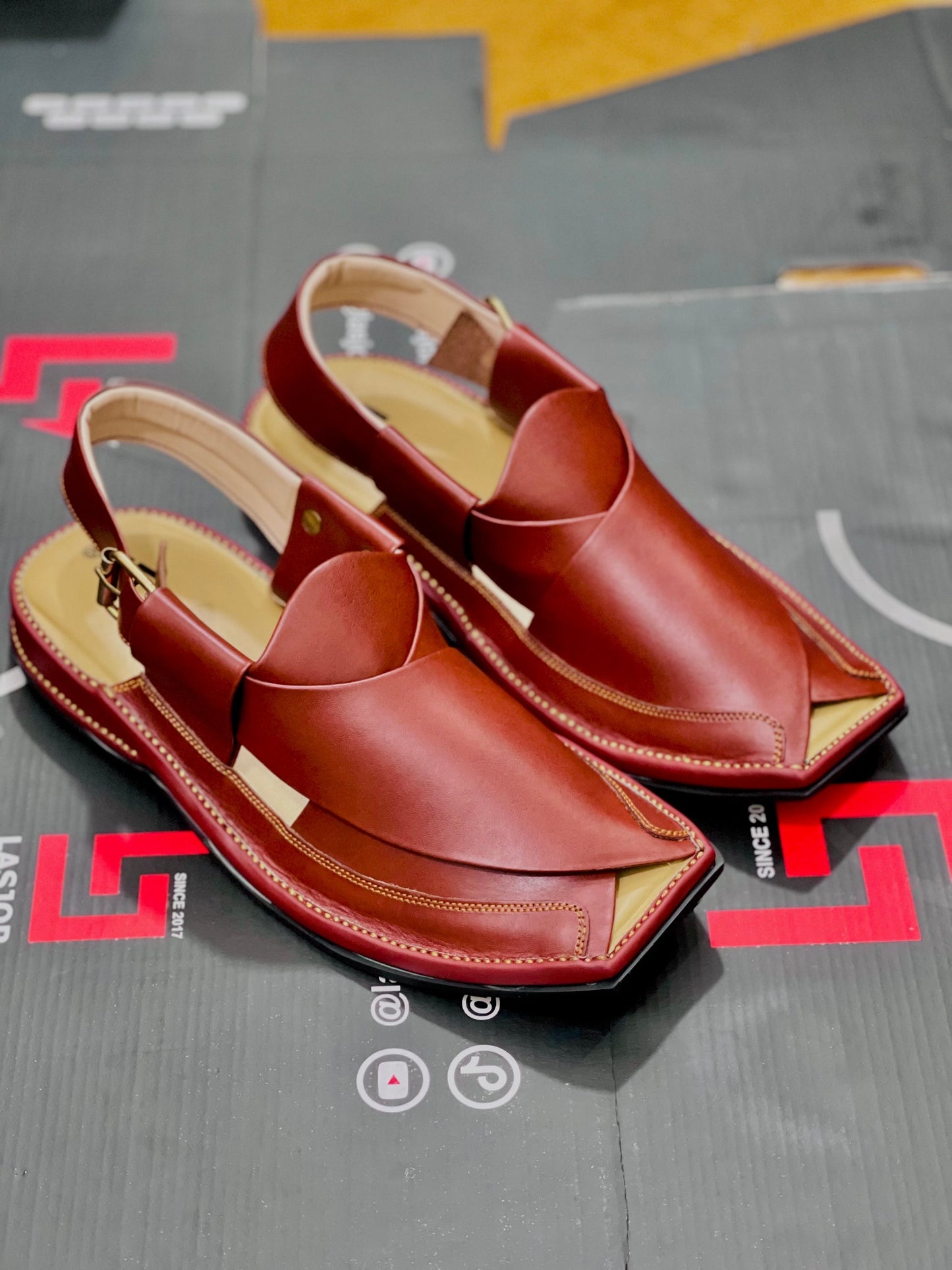 Double Sole Burgundy Handmade Chappal