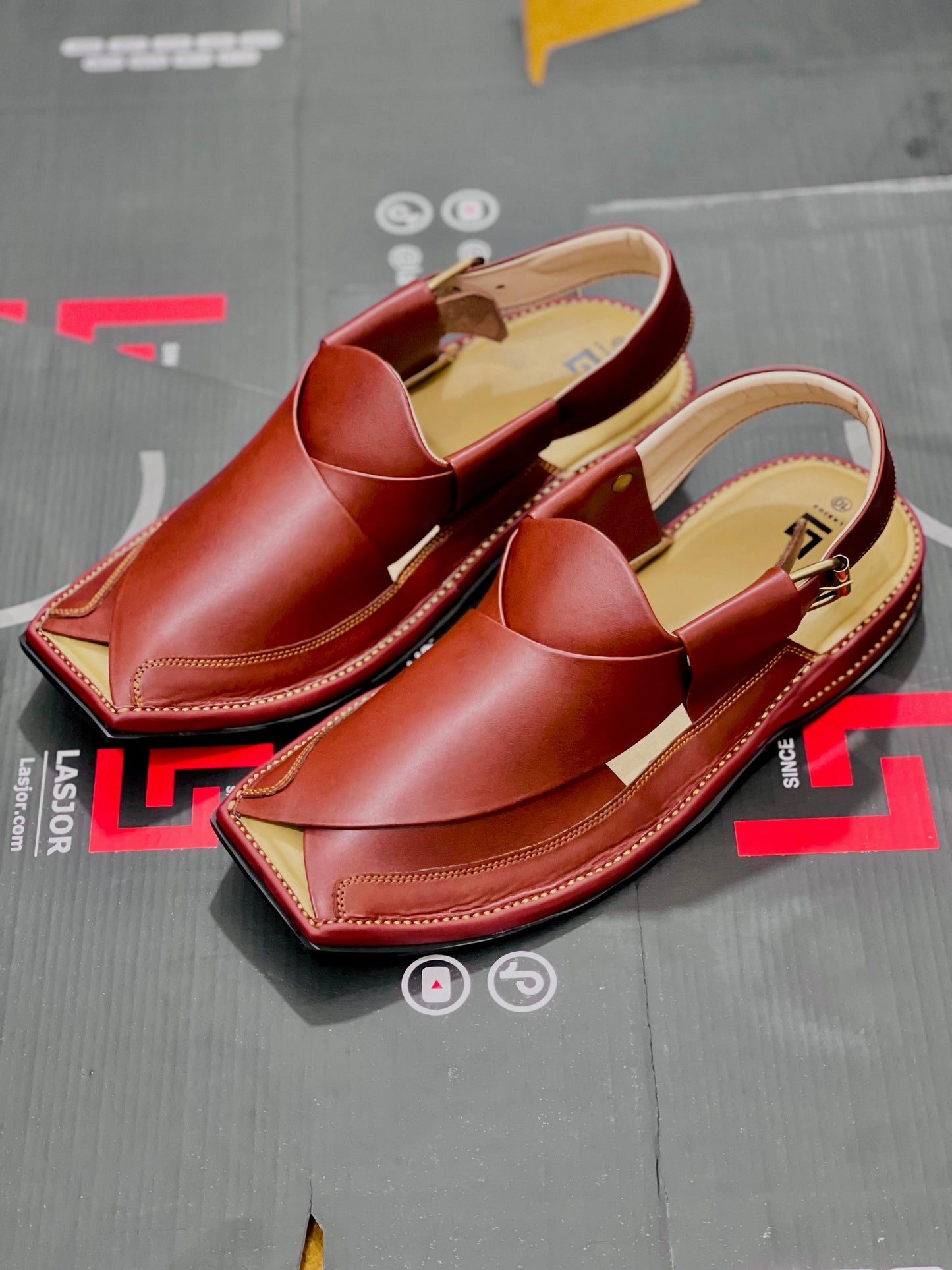 Double Sole Burgundy Handmade Chappal