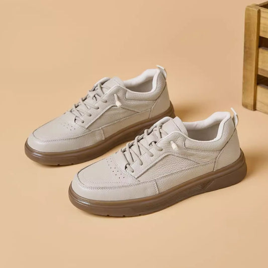 First-layer cowhide full leather breathable thick-soled height-increasing shoes