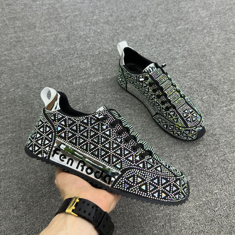 Low-top Rhinestone Platform Men's Hight Increasing Shoes