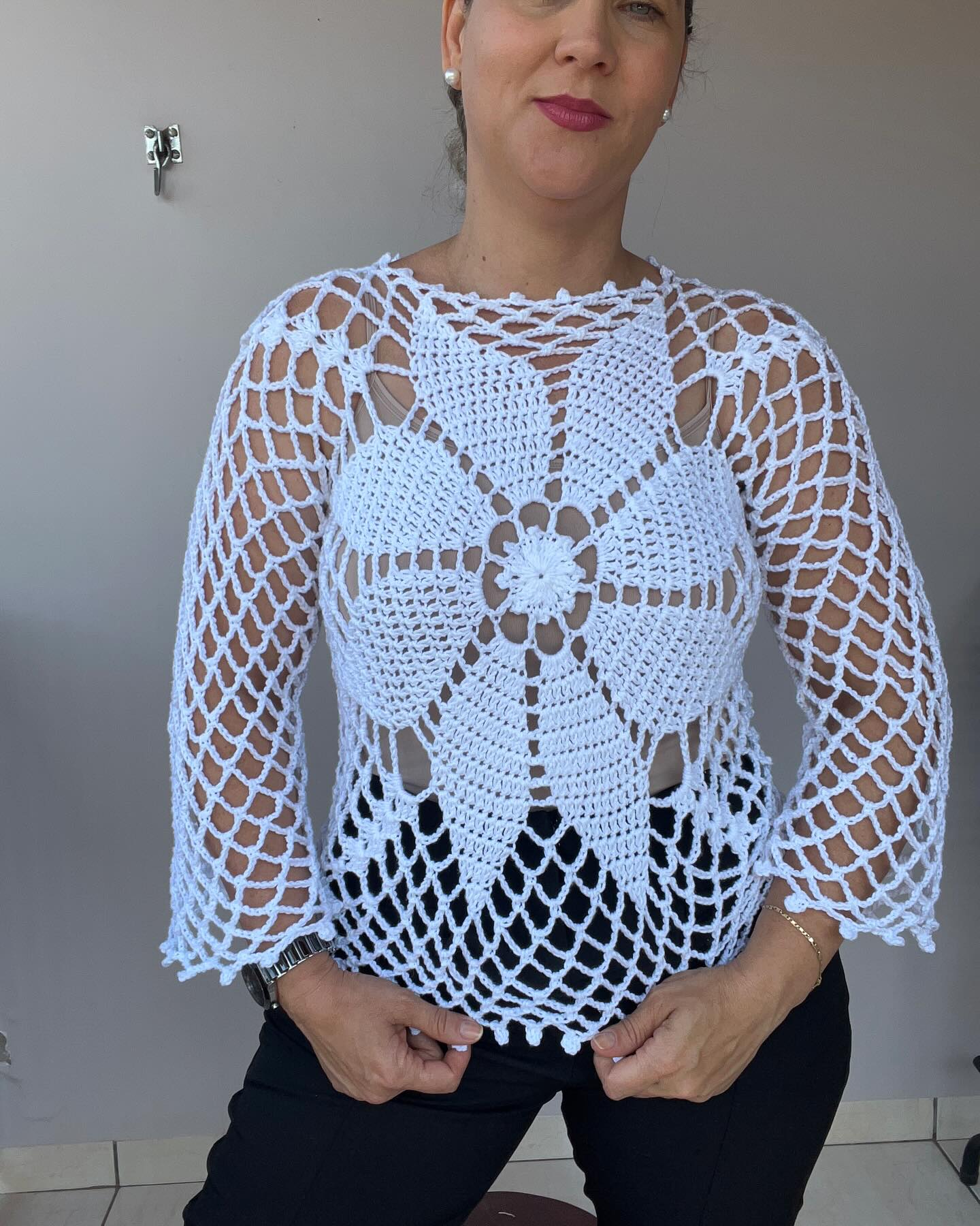 Hand Knit Mesh Loose Top