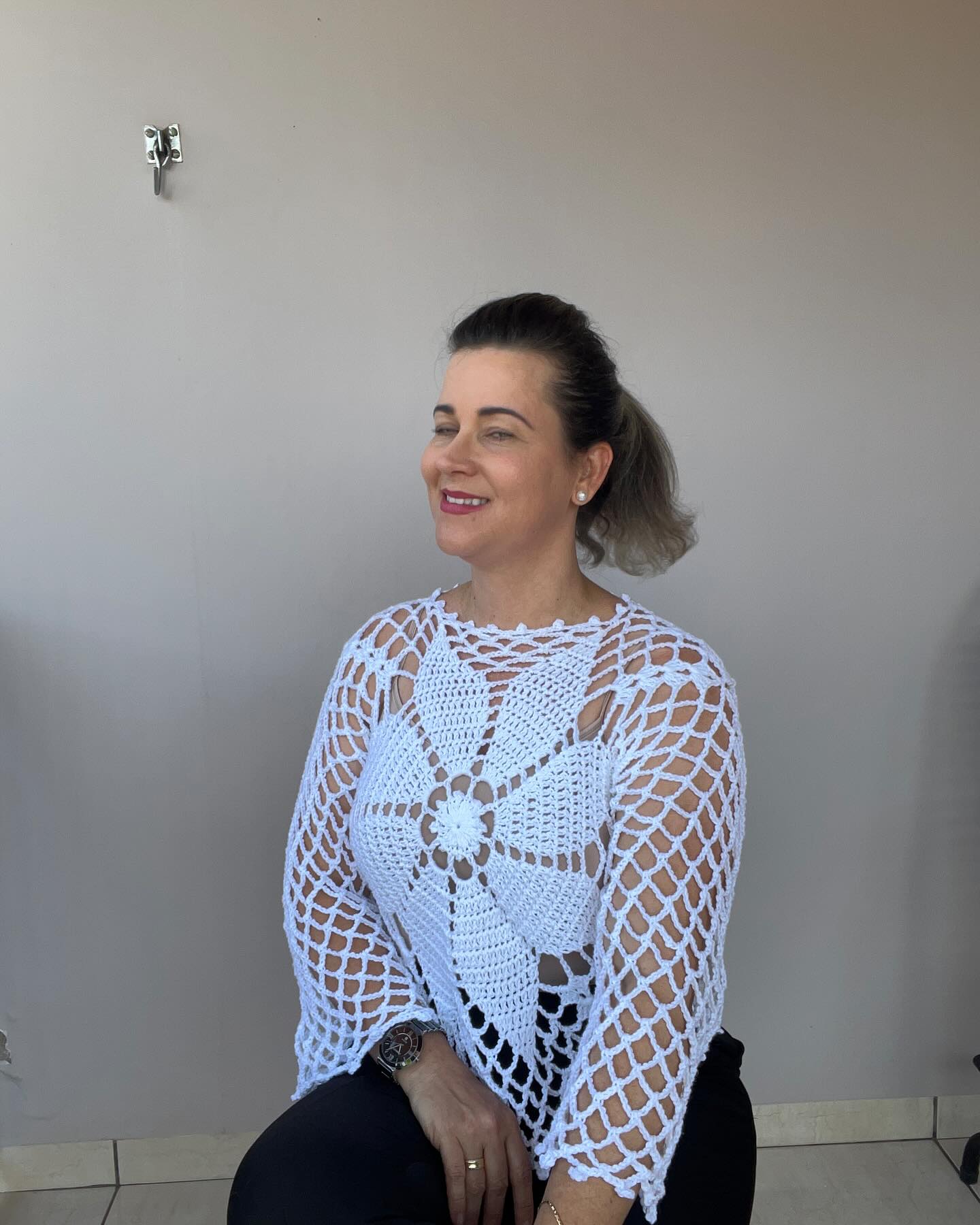 Hand Knit Mesh Loose Top