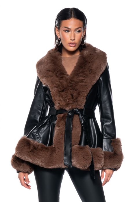 Fur Trim Leather Jacket