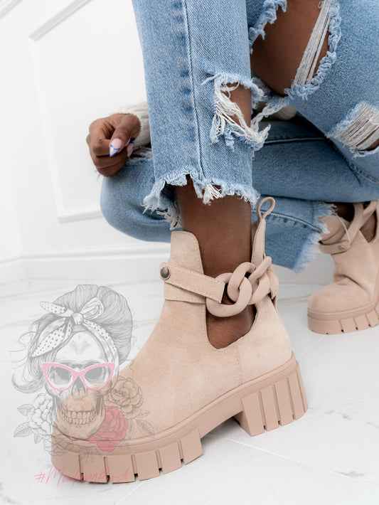 Suede cutout boots