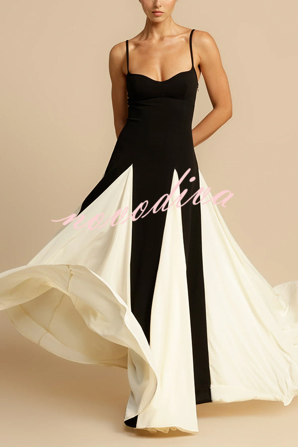 Timeless Elegance Panelled Tulle A-line Slip Maxi Dress