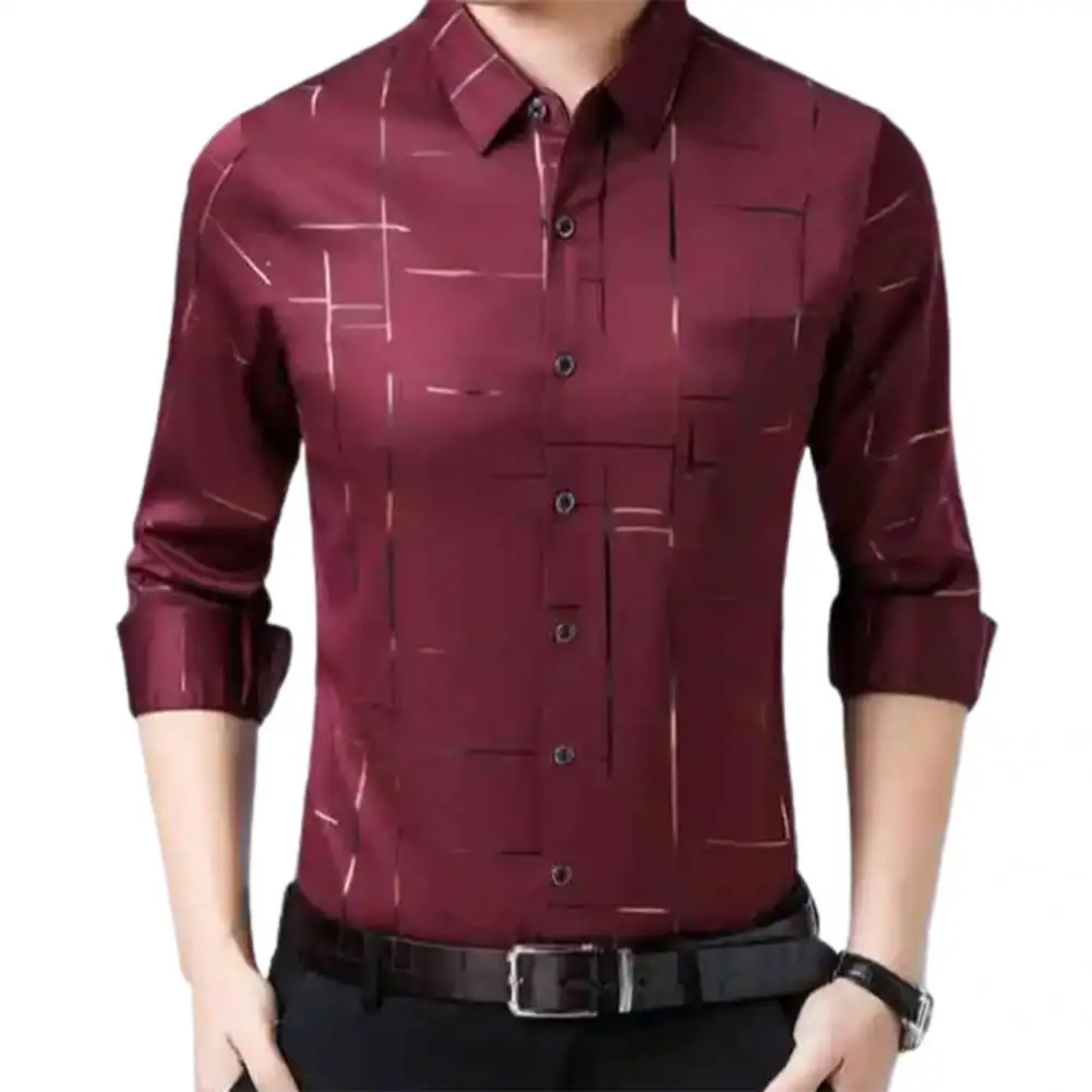 Long-sleeved luxury silk casual plaid shirts