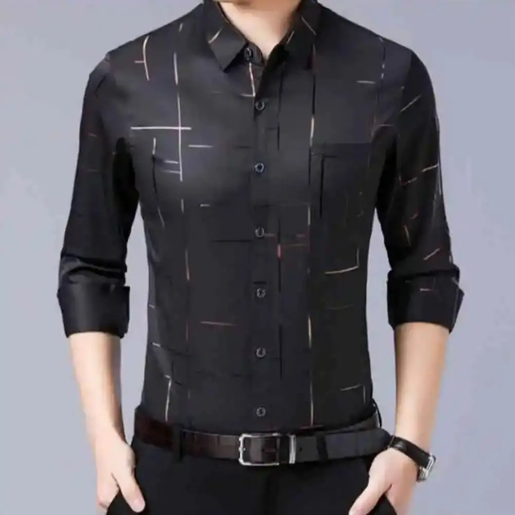 Long-sleeved luxury silk casual plaid shirts