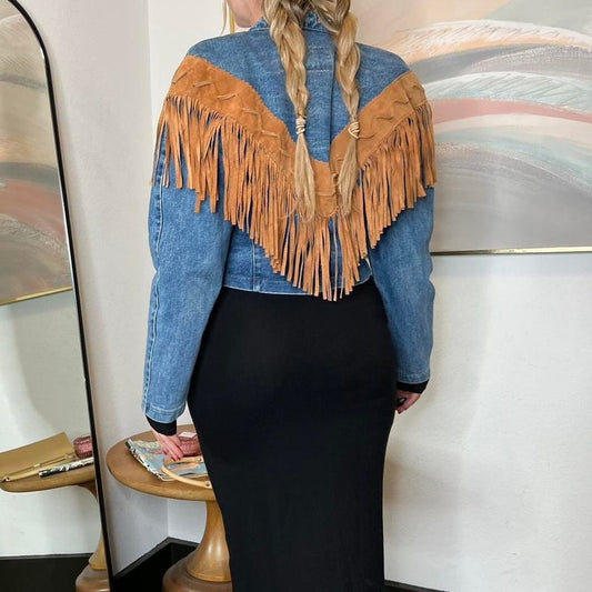 Vintage 1980’s fringe jean jacket