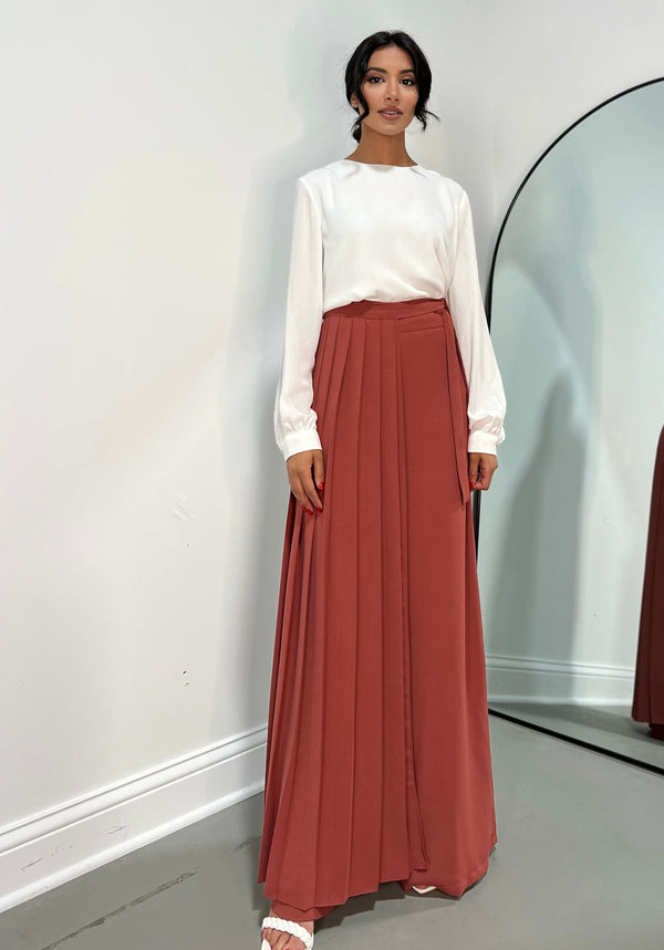 Pleated Overskirt Pants set