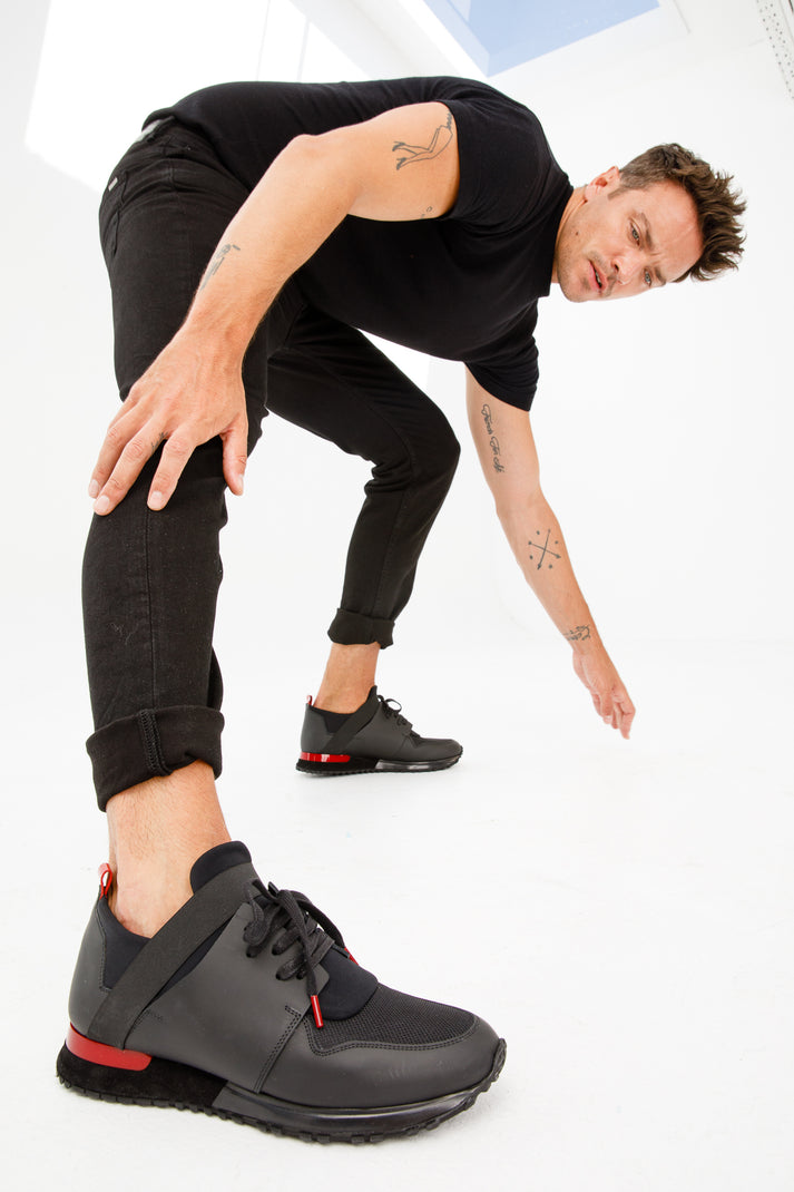 The Reno Black & Red Leather Men Sneaker Final Sale!