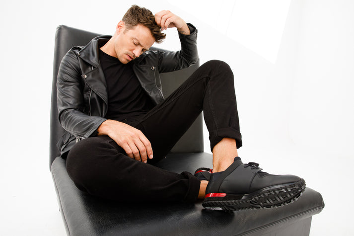 The Reno Black & Red Leather Men Sneaker Final Sale!