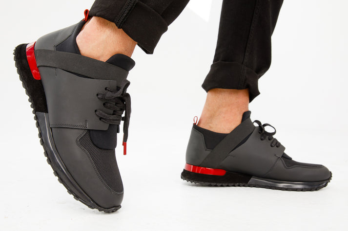 The Reno Black & Red Leather Men Sneaker Final Sale!