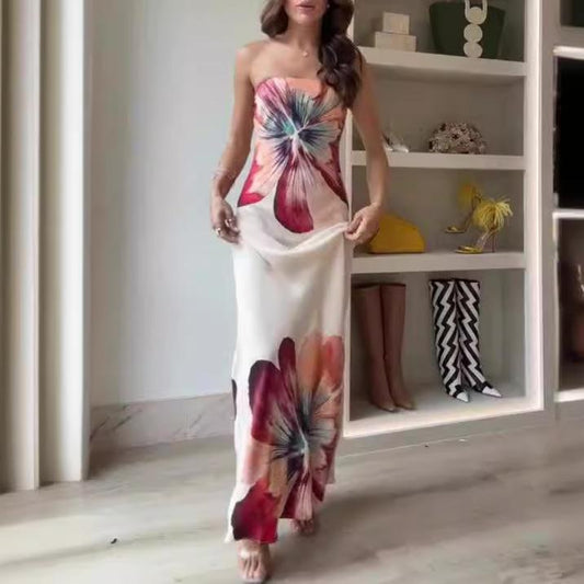 Strapless Satin Maxi Slip Dress