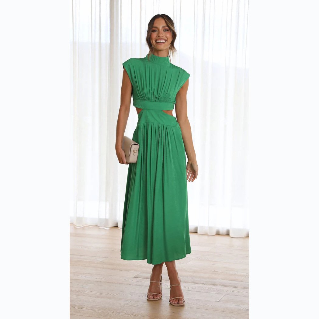 Mock Neck Cutout Midi Dress