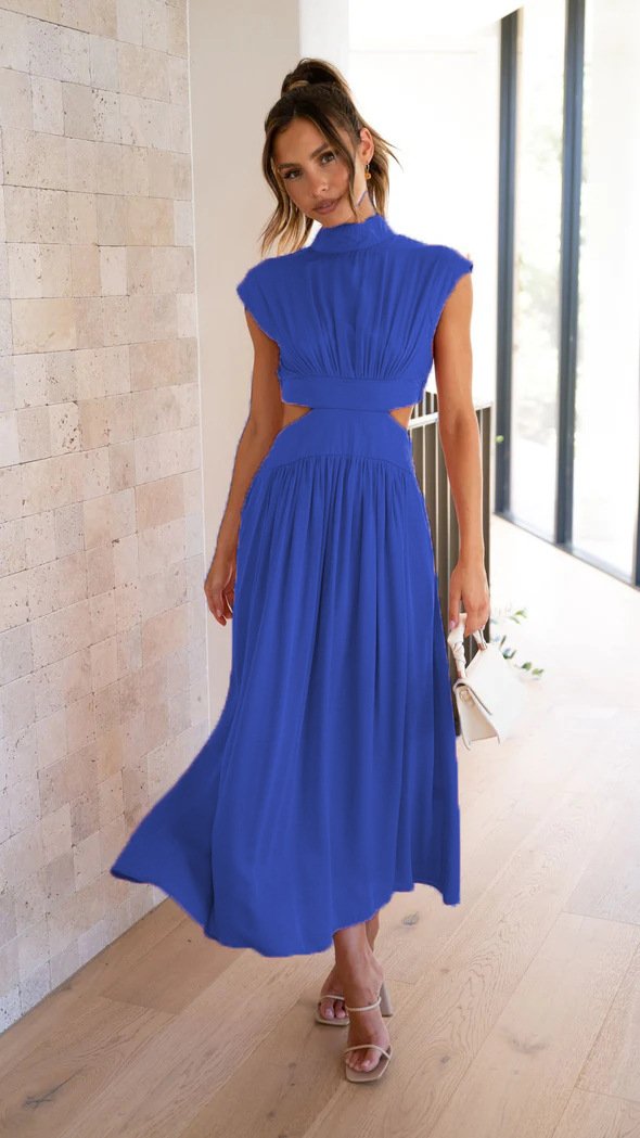 Mock Neck Cutout Midi Dress